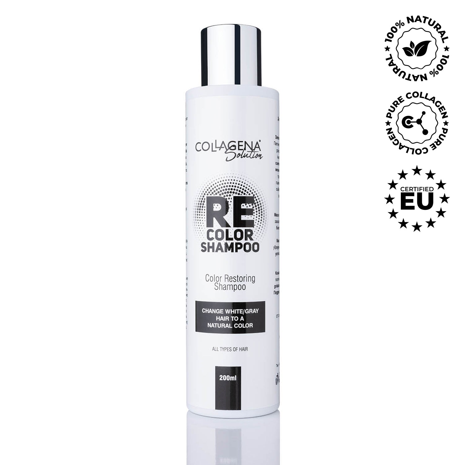 ȘAMPON REcolor COLLAGENA Solution pentru restabilirea culorii părului gri și alb, 200 ml.