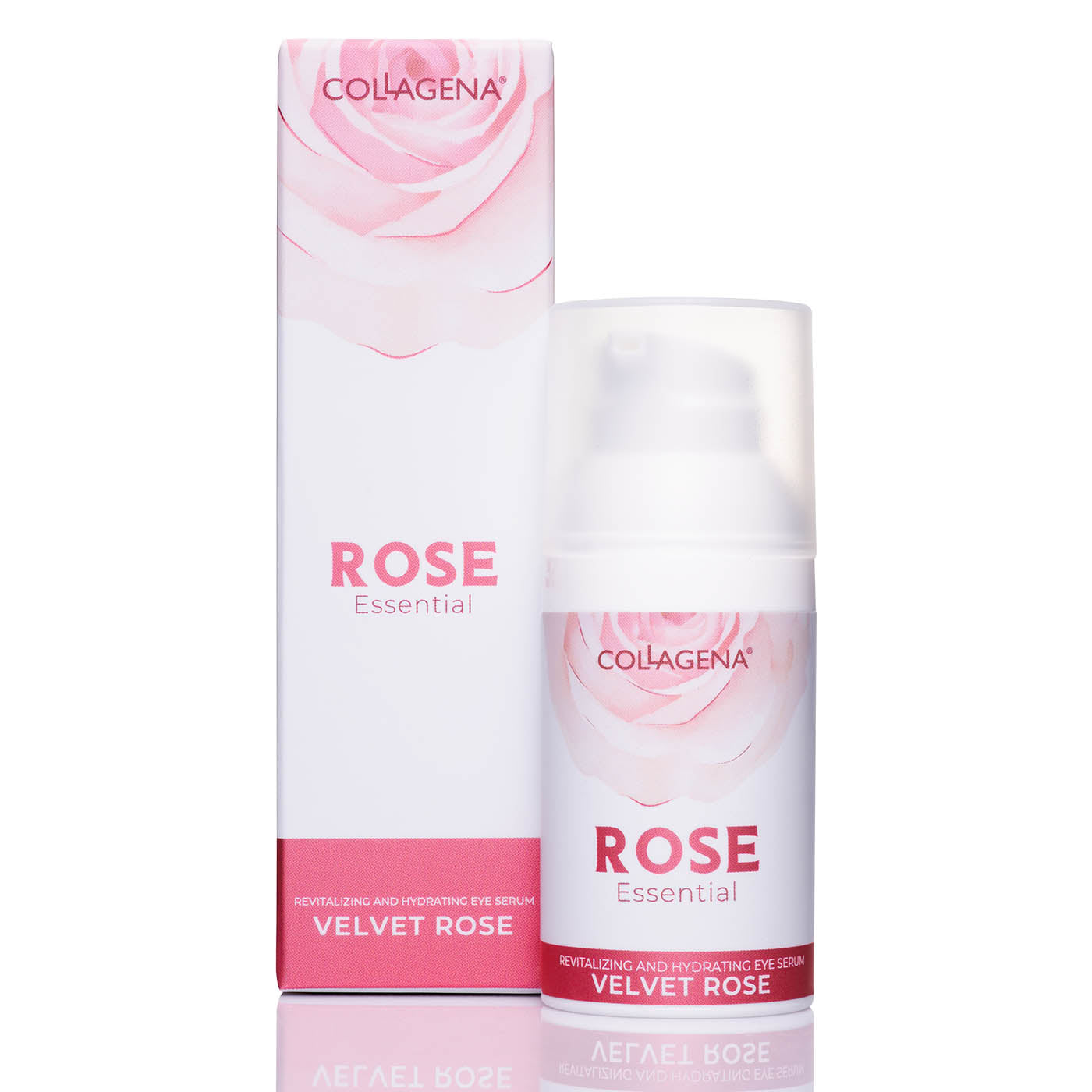 Ser de ochi revitalizant și hidratant VELVET ROSE cu ulei de trandafir și peptide de colagen, COLLAGENA Rose Essential, 30 ml