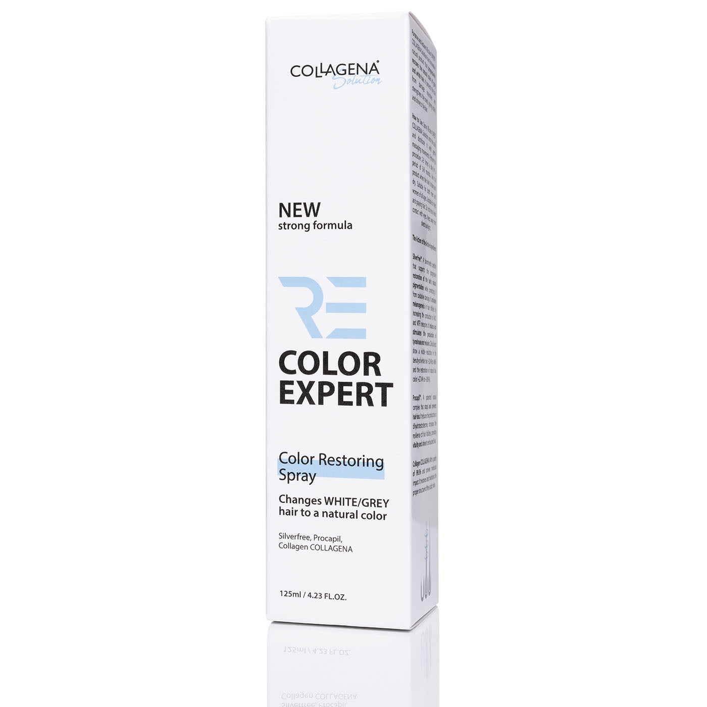 Spray pentru restabilirea culorii naturale a părului cărunt REcolor EXPERT, Formulă Nouă Puternică, COLLAGENA Solution, 125 ml