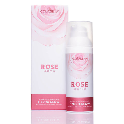 Serum with instant refreshing effect HYDRO GLOW with rose oil and collagen peptides, COLLAGENA Rose Essential, 50 ml