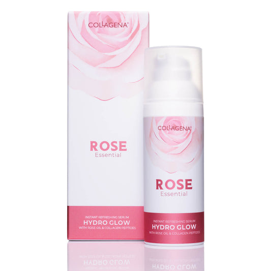 Serum with instant refreshing effect HYDRO GLOW with rose oil and collagen peptides, COLLAGENA Rose Essential, 50 ml
