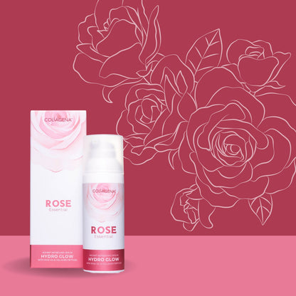Serum with instant refreshing effect HYDRO GLOW with rose oil and collagen peptides, COLLAGENA Rose Essential, 50 ml